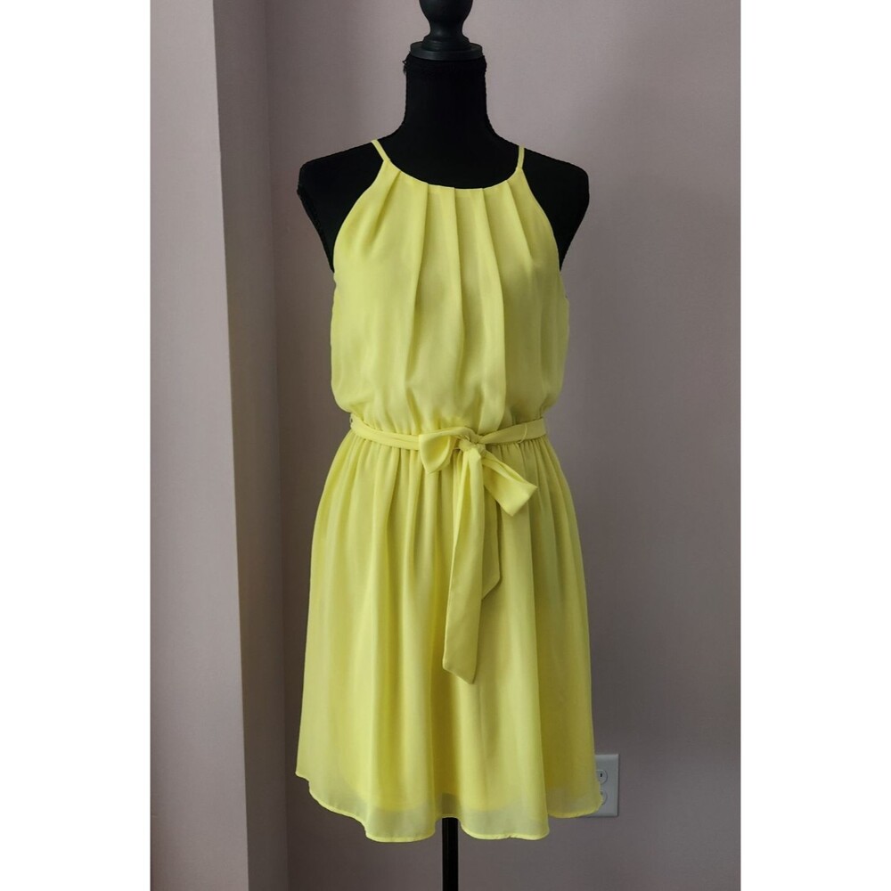 BCX Yellow Chiffon Dress Juniors Size S Sleeveless Party Dress NWOT
